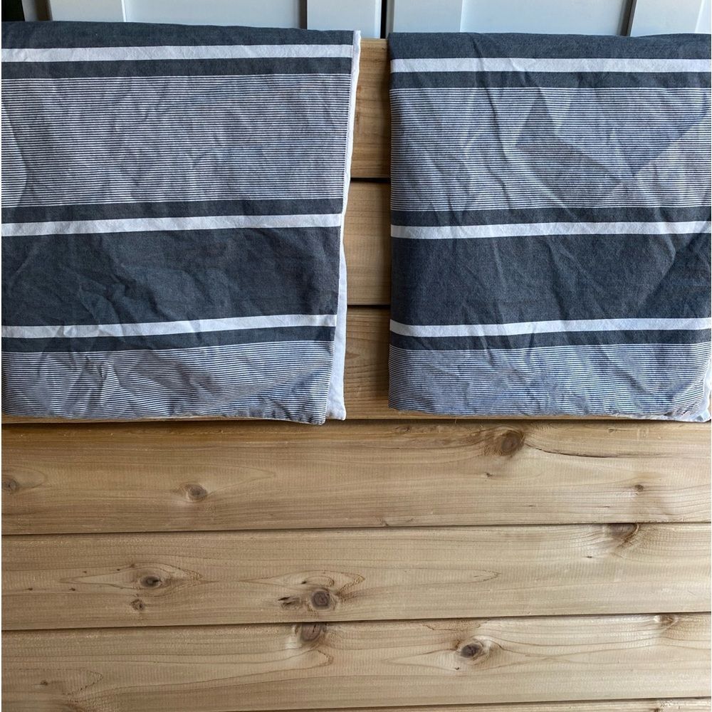 Pottery Barn Dorm Striped Blue Bed Pillow Sham Set Covers